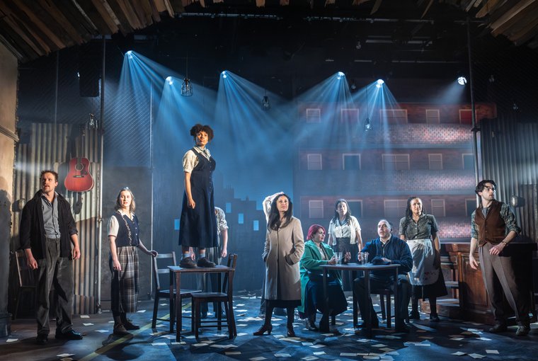 Max Alexander-Taylor, Aoife Mac Namara, Lizzy-Rose Esin Kelly, Preeya Kalidas, Debbie Chazen, Romona Lewis-Malley, Jez Unwin, Natalie Elisha-Welsh, and Michali Dantes in CABLE STREET