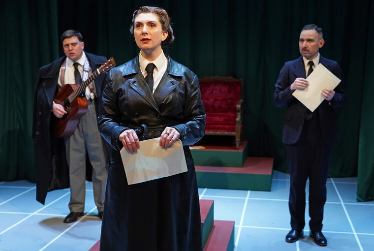 David Leopold, Sasha Wilson, and Lawrence Boothman in THE BRIEF LIFE & MYSTERIOUS DEATH OF BORIS III, KING OF BULGARIA