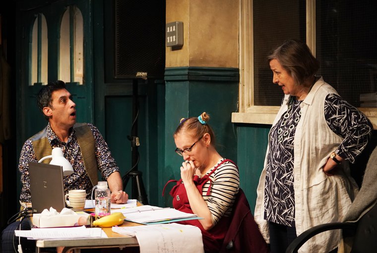 Robert Mountford, Jessica Dennis, and Veronica Roberts in THE HABIT OF ART