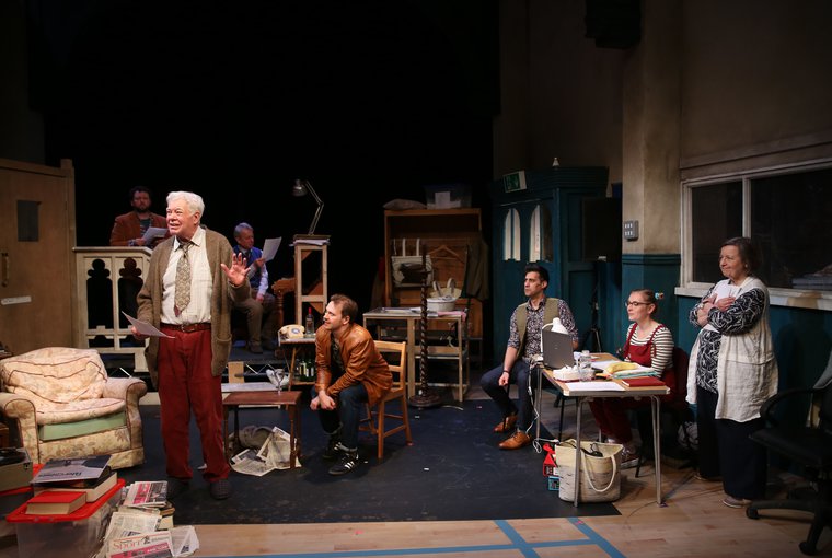 John Wark, Matthew Kelly, Stephen Boxer, Benjamin Chandler, Robert Mountford, Jessica Dennis, and Veronica Roberts in THE HABIT OF ART