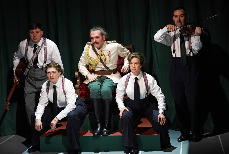 David Leopold, Sasha Wilson, Joseph Cullen, Clare Fraenkel, and Lawrence Boothman in THE BRIEF LIFE & MYSTERIOUS DEATH OF BORIS III, KING OF BULGARIA