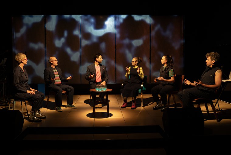 Jennifer Morris, Trey Lyford, Michael Castillejos, Colleen Werthmann, Aysan Celik, and Heath Saunders in ARTIFICIAL FLAVORS