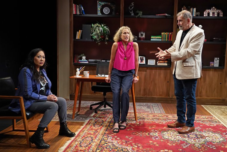 Kate Siahaan-Rigg, Kate Levy, and Brian Dykstra in POLISHING SHAKESPEARE