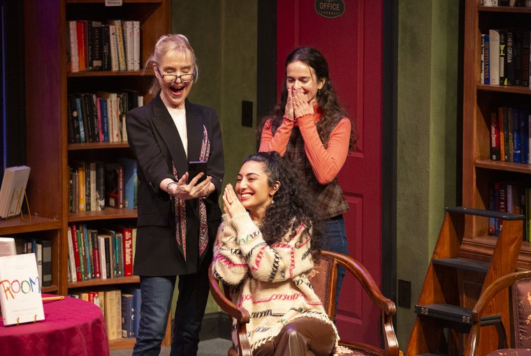 Janet Zarish, Ari Derambakhsh, and Arielle Goldman in THE BOOKSTORE