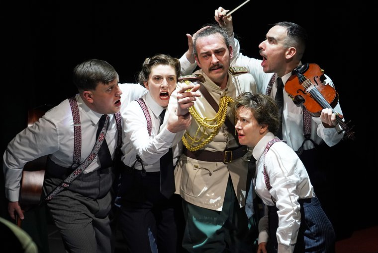 David Leopold, Sasha Wilson, Joseph Cullen, Lawrence Boothman, and Clare Fraenkel in THE BRIEF LIFE & MYSTERIOUS DEATH OF BORIS III, KING OF BULGARIA