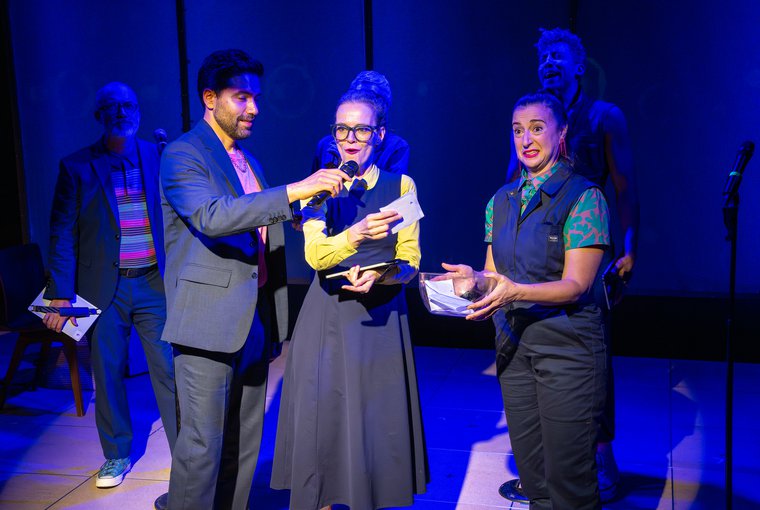 Michael Castillejos, Colleen Werthmann, and Aysan Celik in ARTIFICIAL FLAVORS