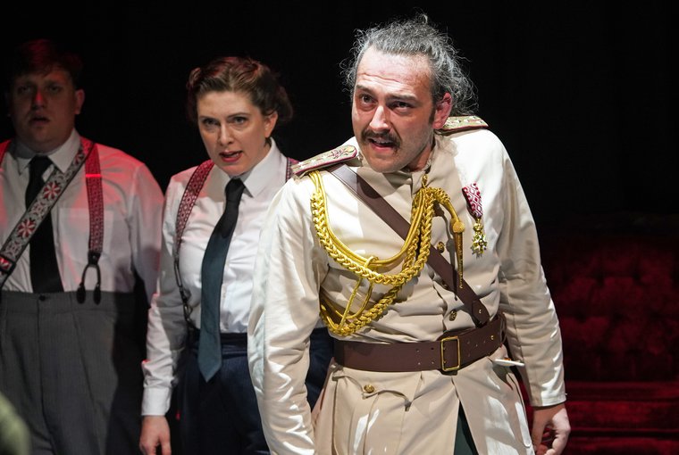 David Leopold, Sasha Wilson, and Joseph Cullen in THE BRIEF LIFE & MYSTERIOUS DEATH OF BORIS III, KING OF BULGARIA