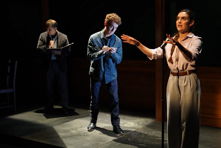 Firdous Bamji, Ethan J. Miller, and Dani Stoller in THIS MUCH I KNOW